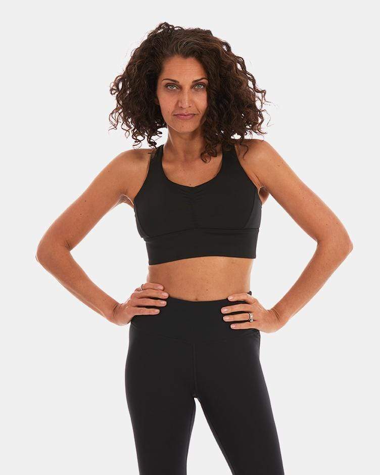 Detail of removable pads in Gametime Bra in Booya Black