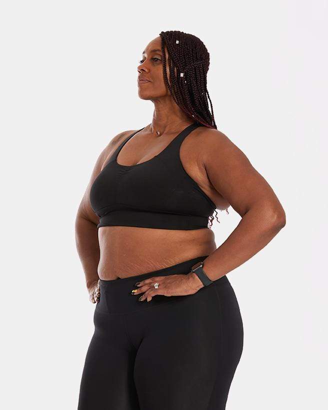 Side view showcasing adjustable straps of Gametime Bra by Handful