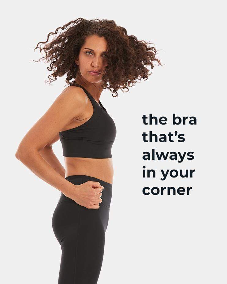 Front view of Gametime Bra in Booya Black by Handful