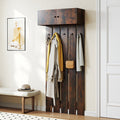 Front view of Gobingya Rustic Brown Wall Coat Rack with Storage