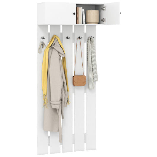 Gobingya Rustic Brown Wall Coat Rack with coats and bags hanging