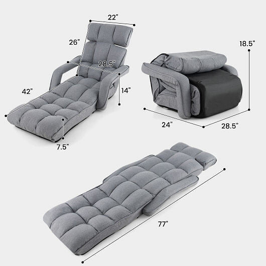 Side angle of Gobingya 6-Position Adjustable Floor Chair showcasing armrests