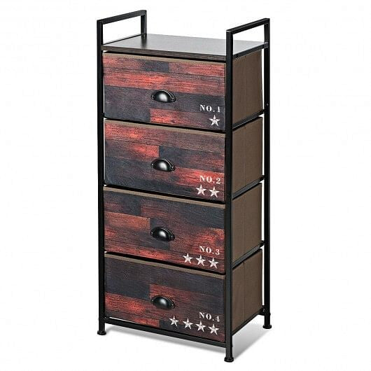 Close-up of Gobingya 4-Drawer Fabric Storage Dresser's steel frame