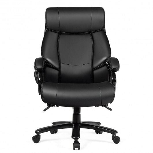 Front view of Gobingya Big & Tall 400lb PU Leather Massage Office Chair in black