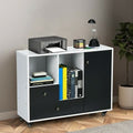 Front view of Gobingya Modern Black Rolling Filing Cabinet with drawers
