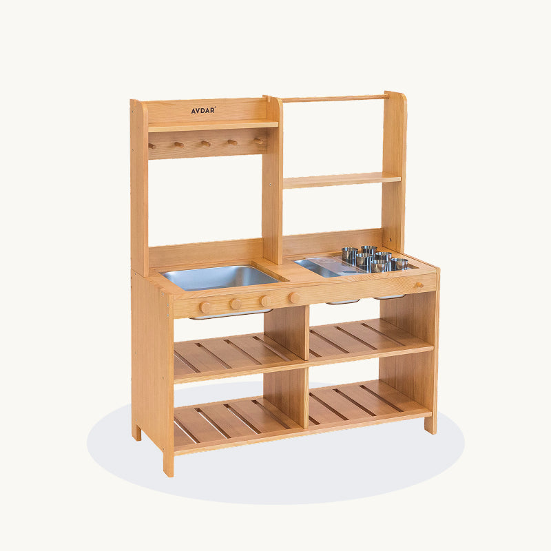 AVDAR Mud Kitchen 2.0 outdoor playset with stainless steel trays