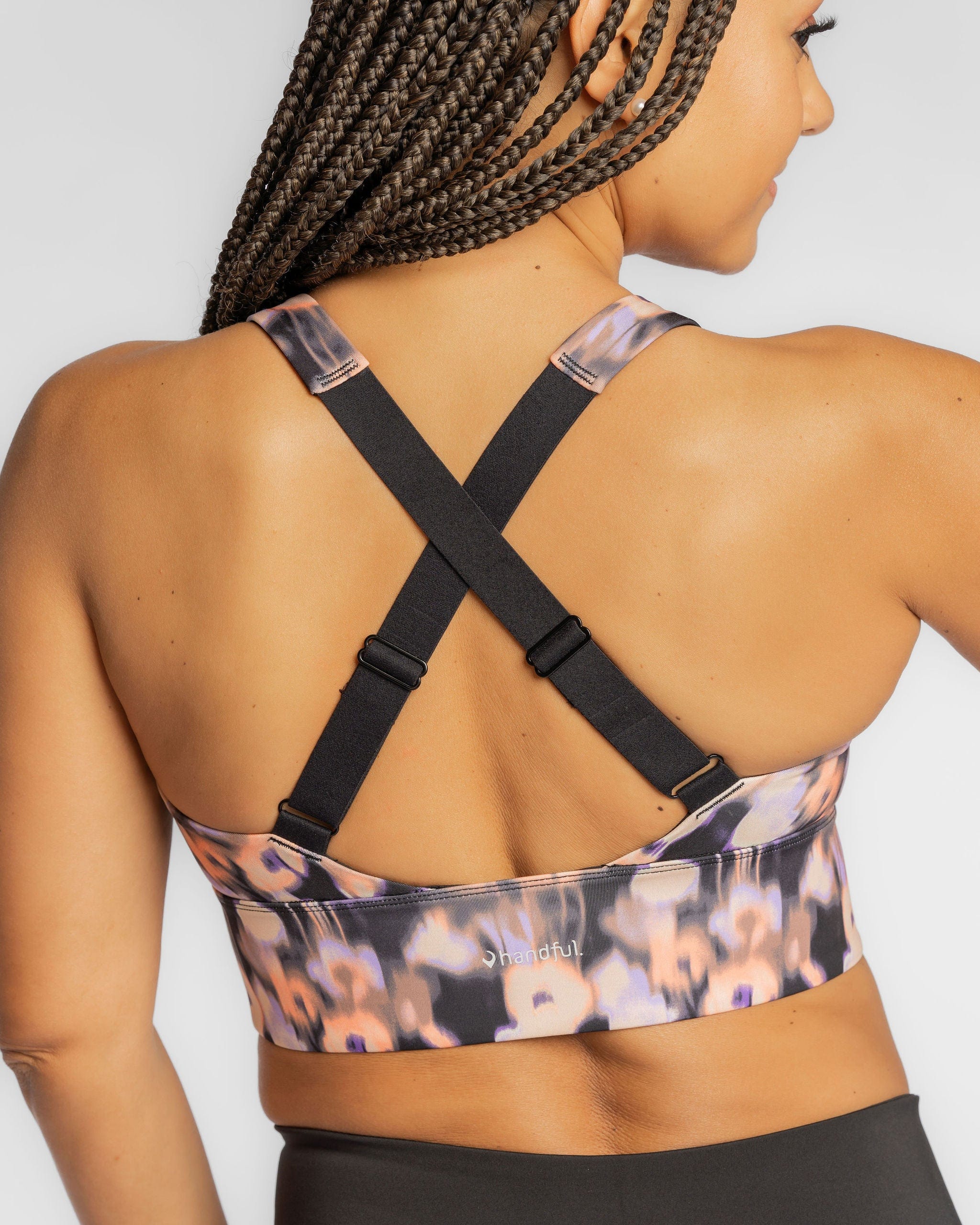 Back view of Gametime Bra - Blossom featuring wide support band