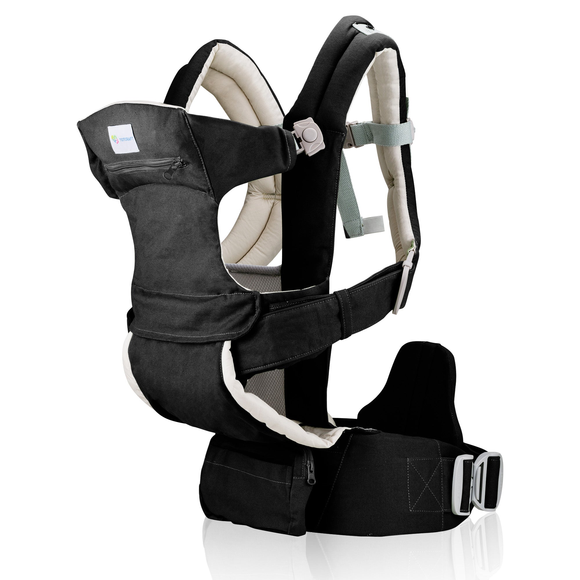 Baby tucked safely in TotCraft Ergonomic Baby Carrier outdoors