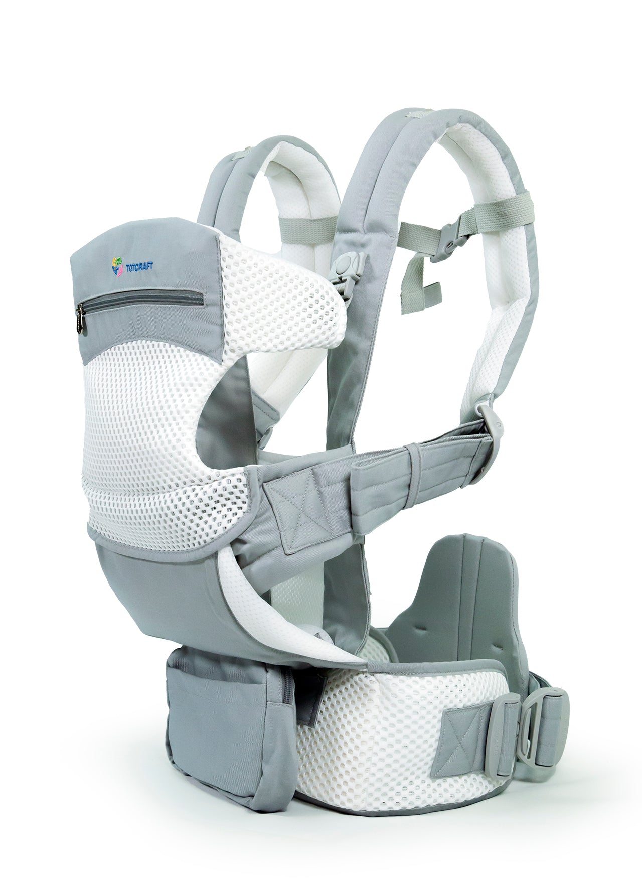 Front view of TotCraft Ergonomic Baby Carrier in soft cotton