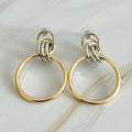 Elegant Knock On The Beauty Hoop Earrings with gold and silver accents