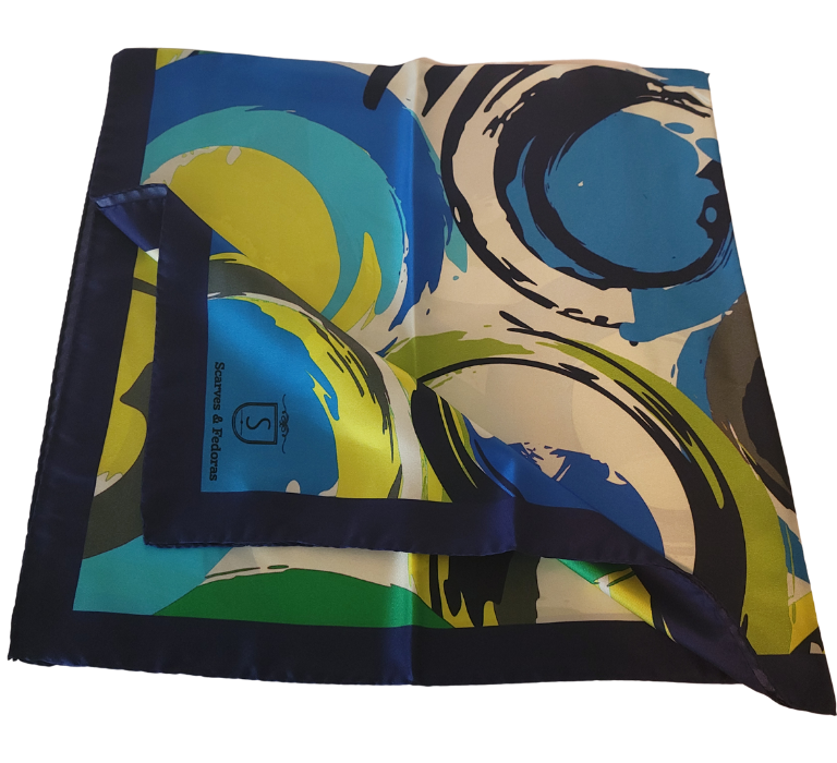 Versatile styling options of Barocco 100% Italian Silk Scarf on display