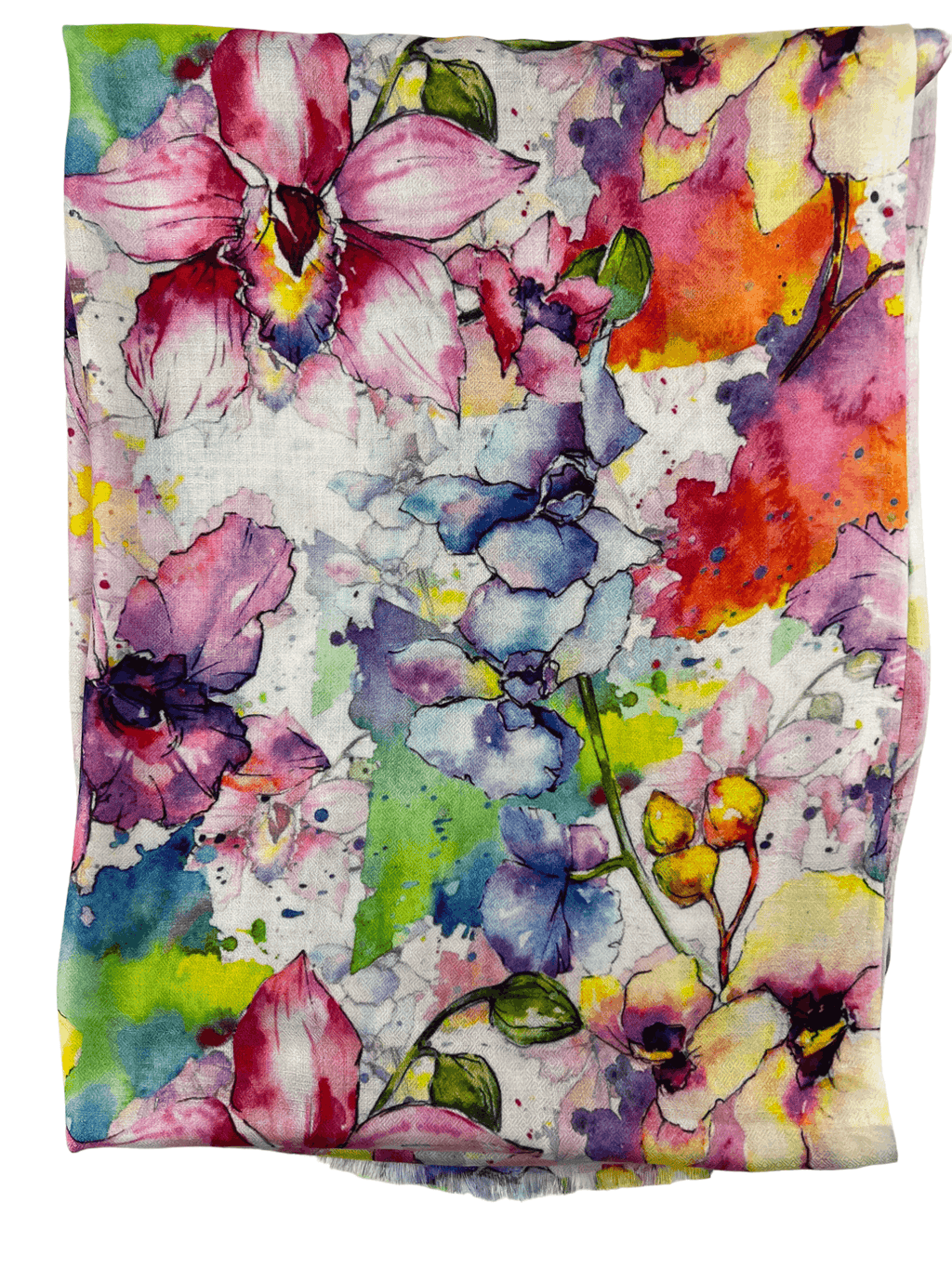 Spring Flowers Digitally Printed Abstract Watercolor Scarf