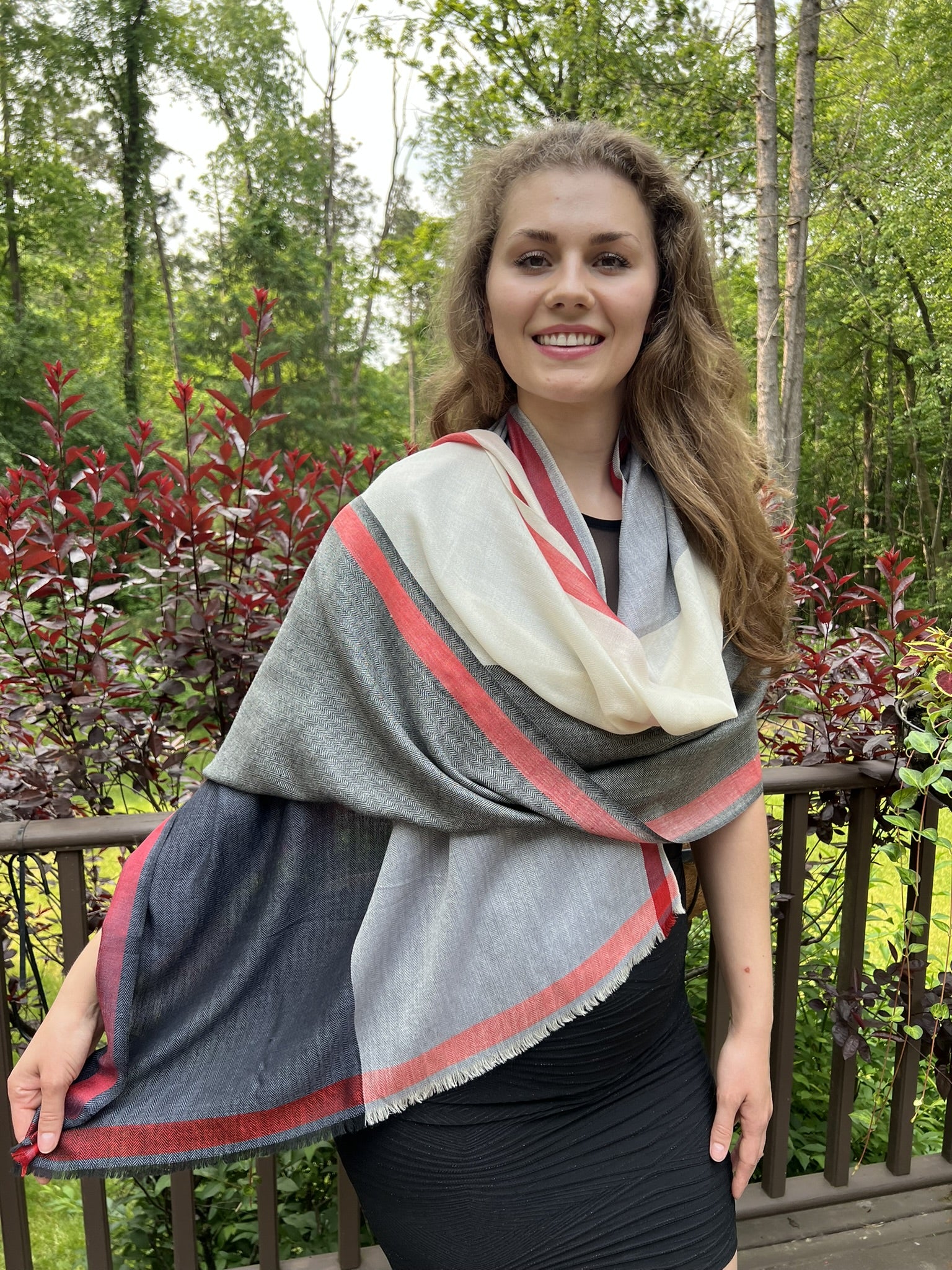 Black and White Classic Plaid Wool & Silk Scarf