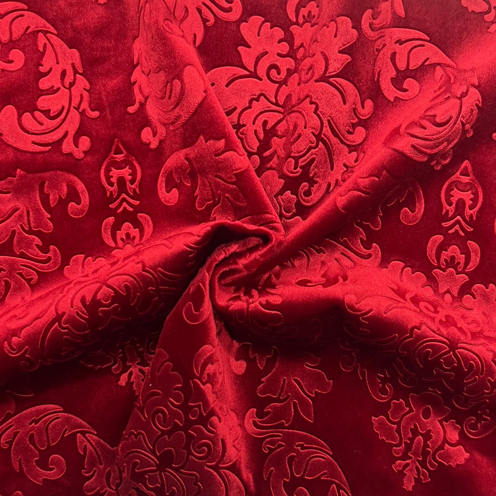 Sewing process featuring Gobingya Damask Embossed Velvet Fabric