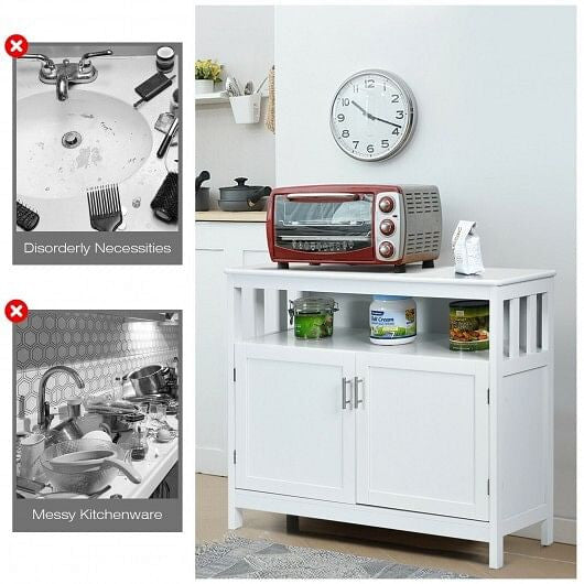 Kitchen Buffet Server Sideboard Storage Cabinet with 2 Doors and Shelf-Black