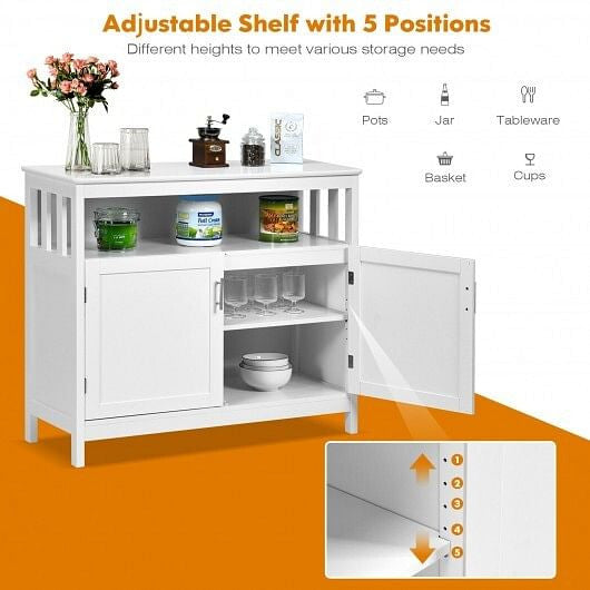 Kitchen Buffet Server Sideboard Storage Cabinet with 2 Doors and Shelf-Black