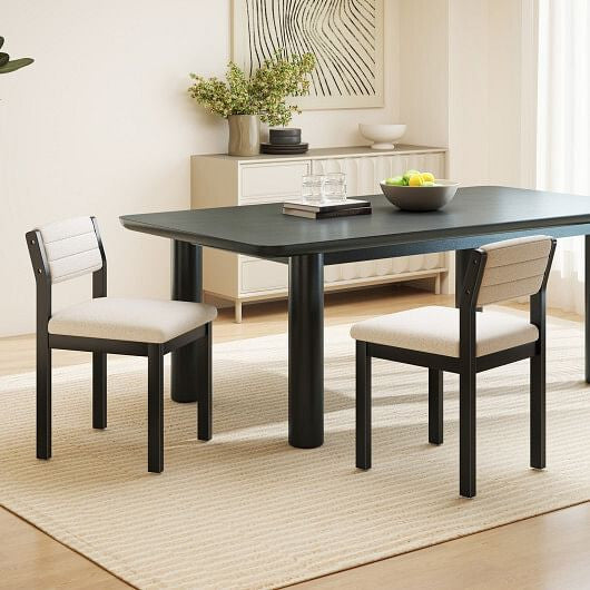 Set of 2 Dining Chairs Sherpa Upholstered Armless Chair with Wood Frame-White