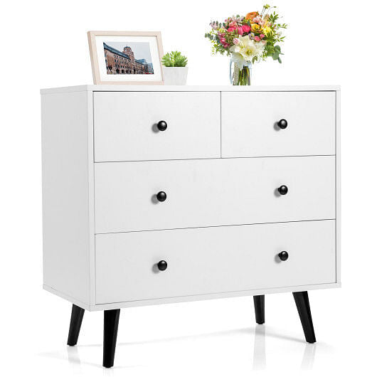 Lifestyle image featuring the Chic 4-Drawer White Dresser in a stylish room