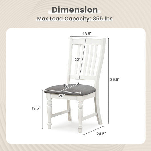 Set of 2 Dining Chairs Kitchen Side Chair with Solid Wood Legs-White