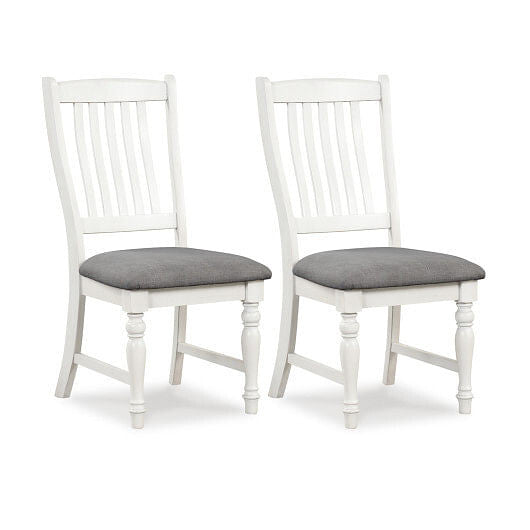 Set of 2 Dining Chairs Kitchen Side Chair with Solid Wood Legs-White