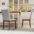Set of 2 Upholstered Dining Chairs with Padded Seat for Living Room-Walnut