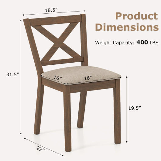 Dining Chair Set of 2 Modern Kitchen Chair with Upholstered Seat-Brown