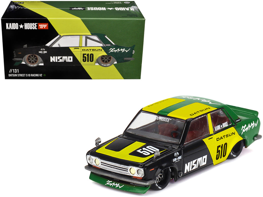 Front view of Datsun Street 510 'Racing V2' diecast model by Mini GT