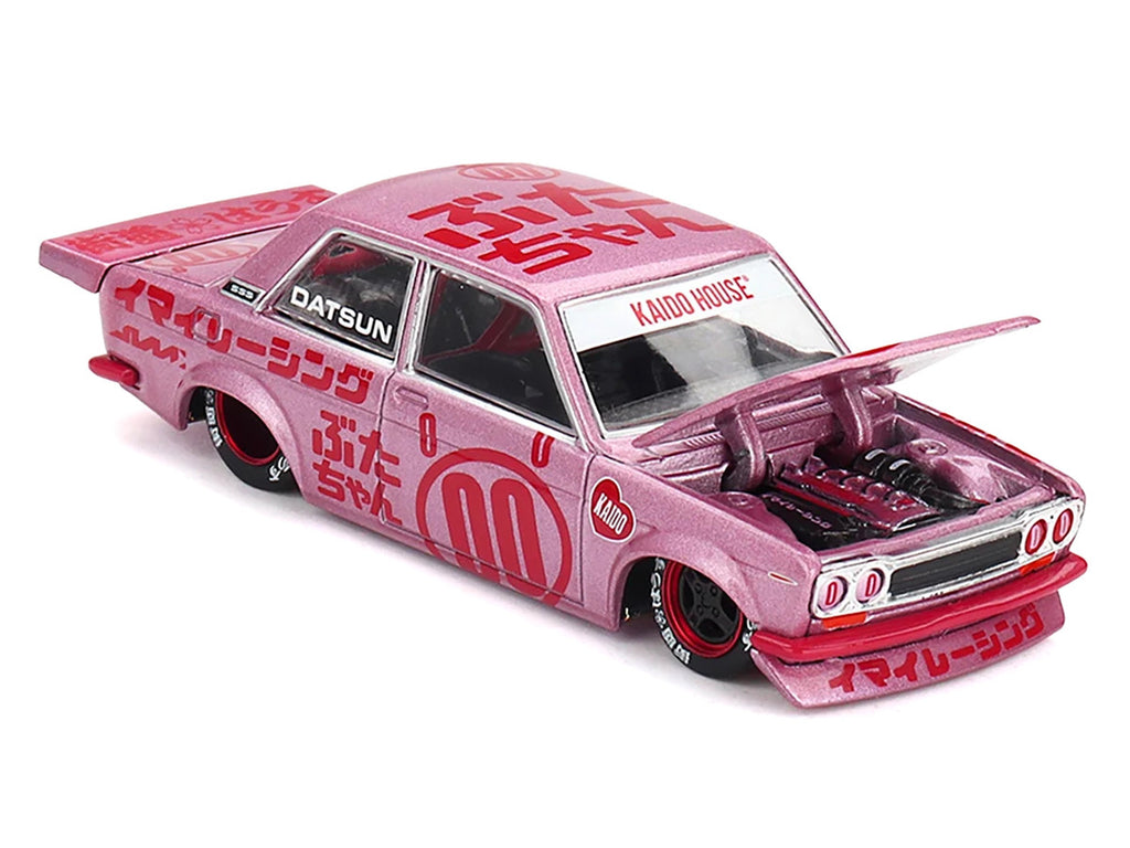 Side profile of Datsun 510 Pro Street #00 Buta V1 Diecast Model showcasing details