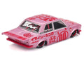 Front view of Datsun 510 Pro Street #00 Buta V1 Diecast Model in Pink Metallic by Mini GT
