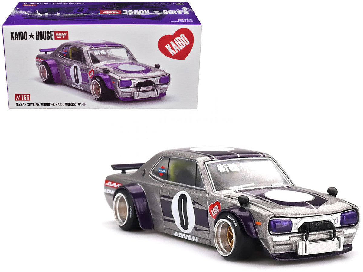 Close-up of Nissan Skyline 2000GT-R diecast model showcasing alloy wheels