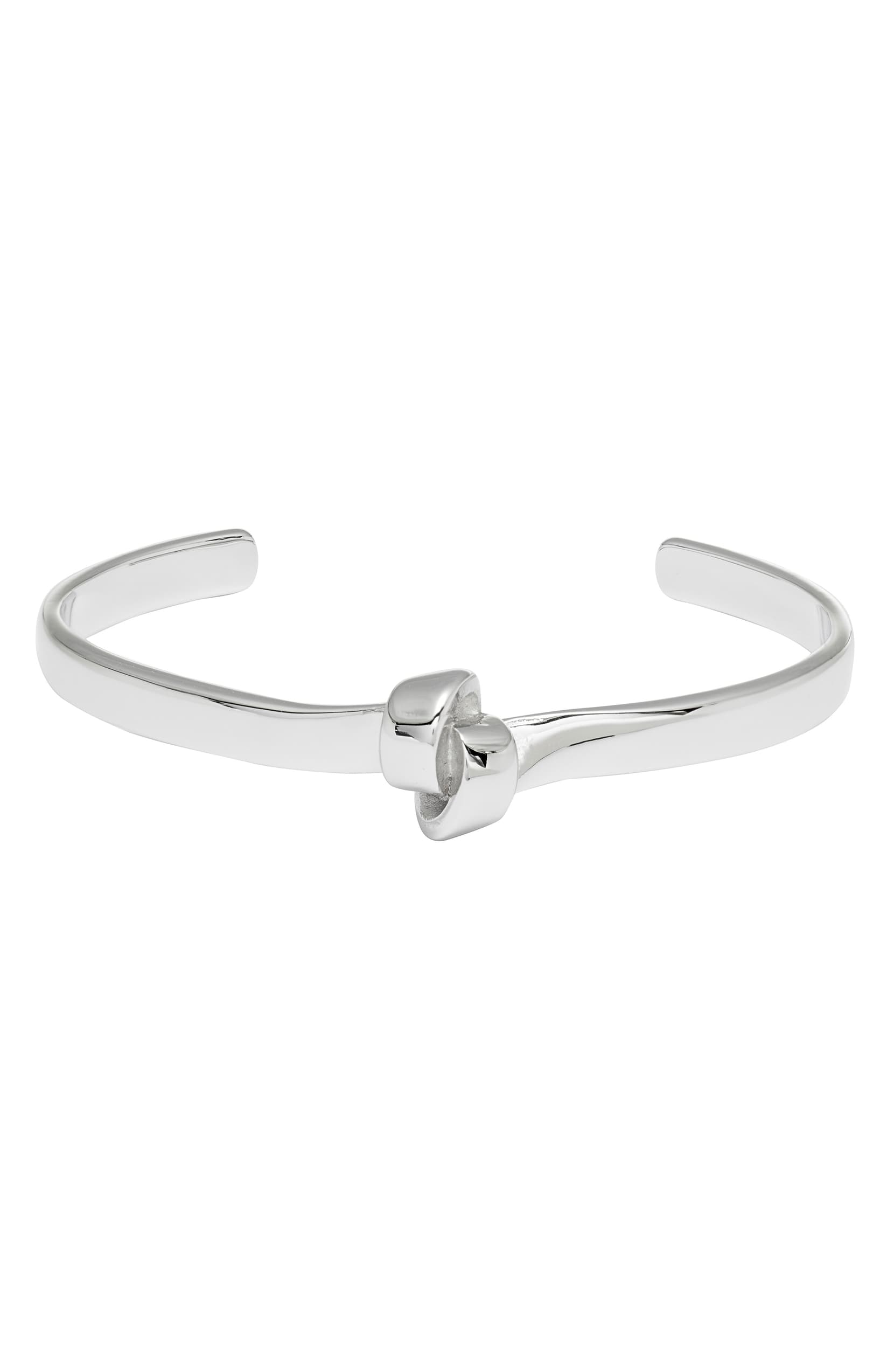 Close-up of the Flat Knot Cuff Bracelet by Knotty highlighting its shine