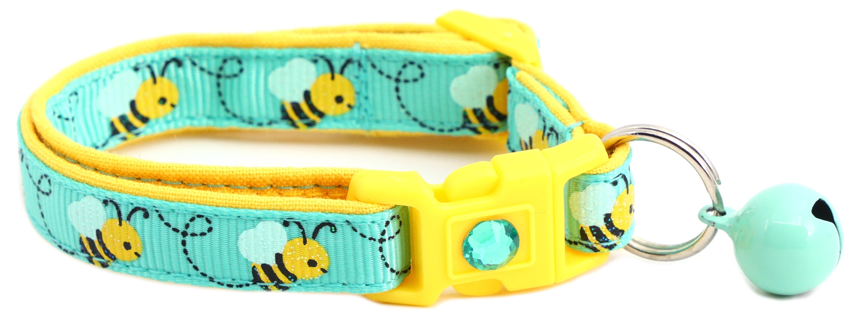 Cat exploring nature with Handmade Honey Bees Collar on