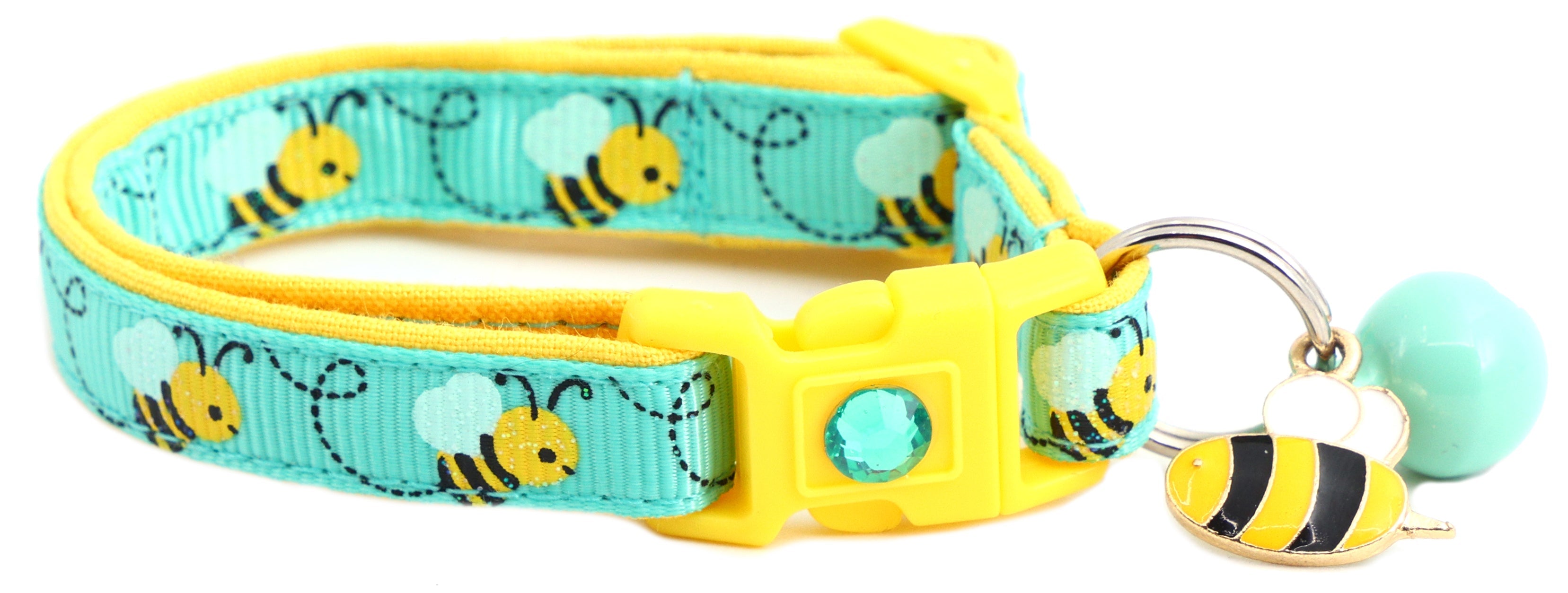 Machine washable Handmade Honey Bees Cat Collar shown in a washing machine