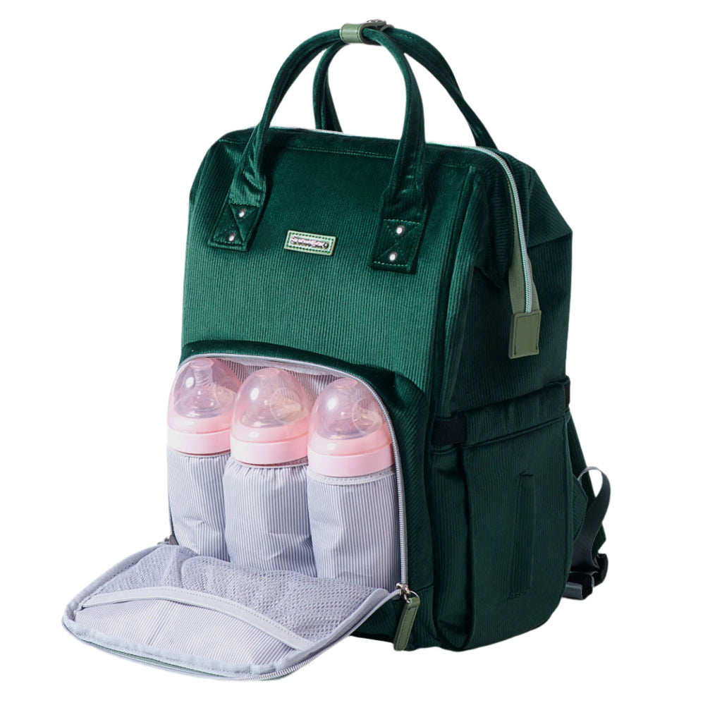 Adjustable padded straps of SUNVENO Corduroy Diaper Backpack