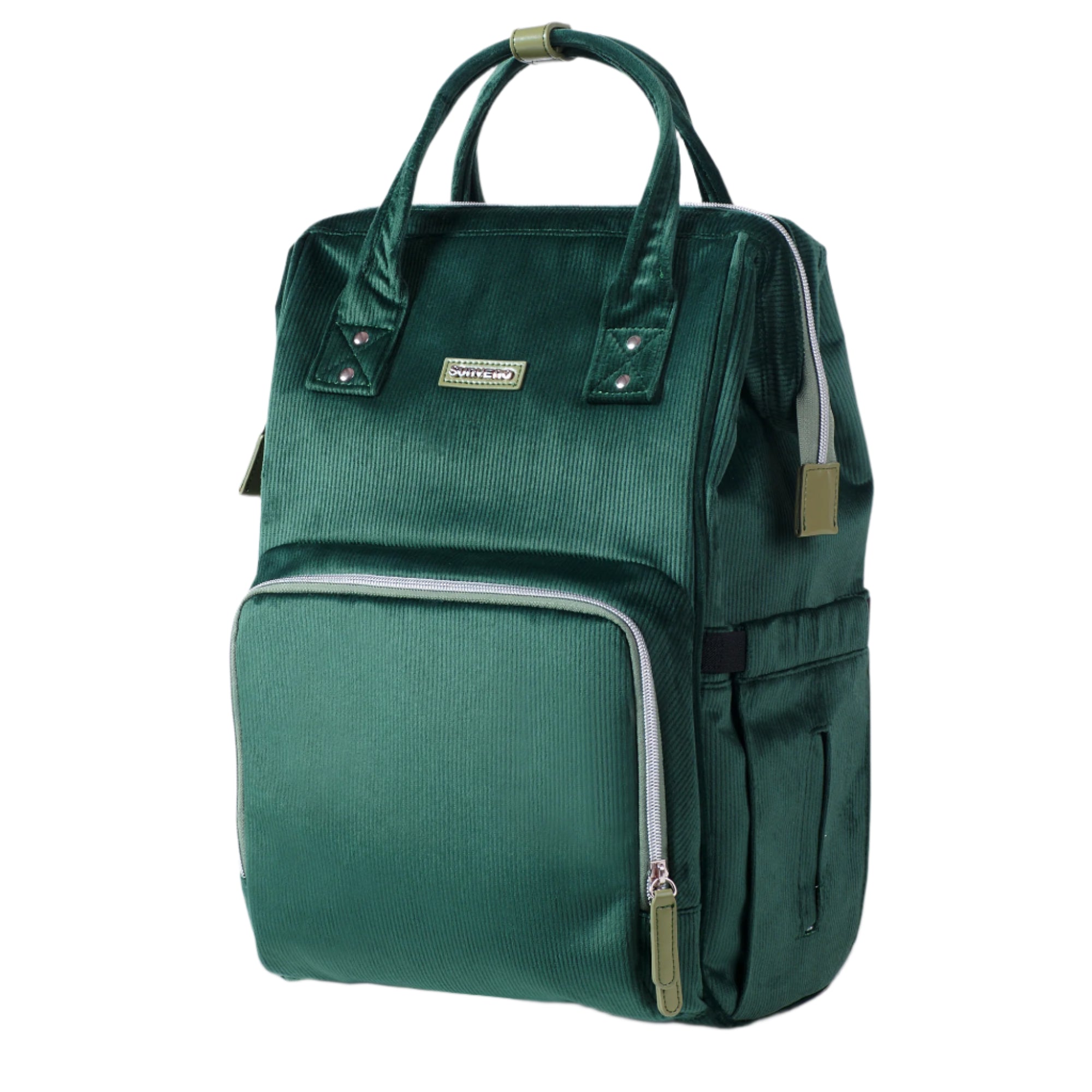 Chic design of SUNVENO Corduroy Diaper Backpack for modern moms