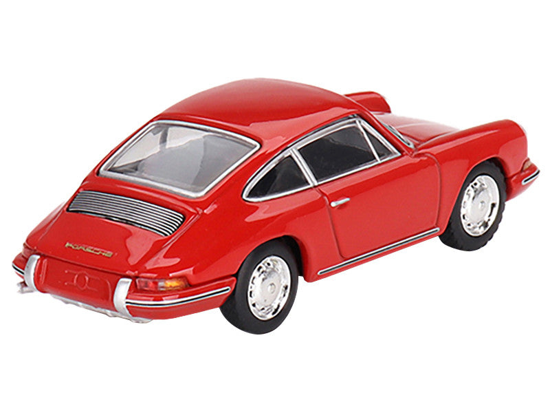 Close-up of 1963 Porsche 901 Signal Red diecast model wheels and tires