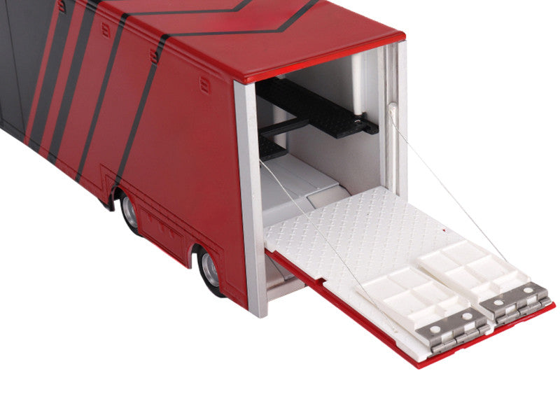 Side profile of Mini GT Mercedes-Benz Actros Racing Transporter model