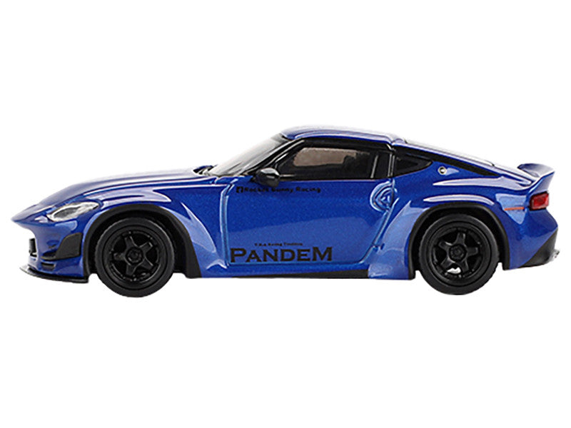 Front view of Nissan Z Pandem Seiran Blue 1/64 diecast model by Mini GT