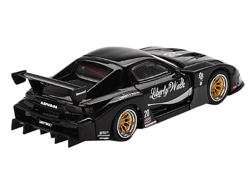 Side angle of Mazda RX-7 LB-Super Silhouette Black Edition by Mini GT