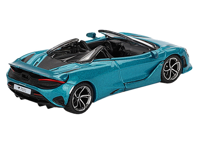 Side view showcasing the details of the Belize Blue McLaren 750S Spider Model