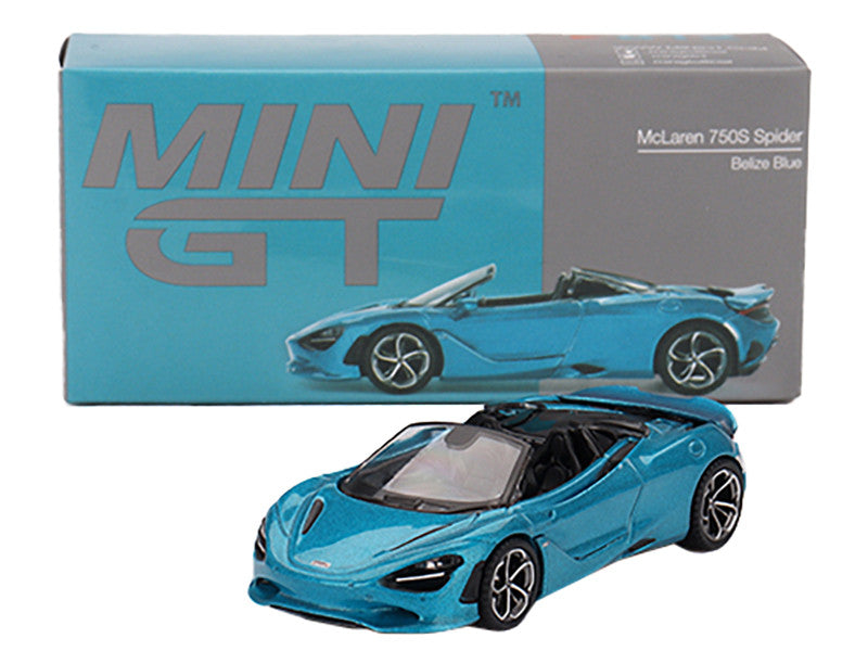 Close-up of the wheels on McLaren 750S Spider Diecast Model in Belize Blue
