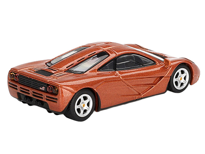 Side profile of McLaren F1 Yquem Orange Metallic Diecast Model showcasing details