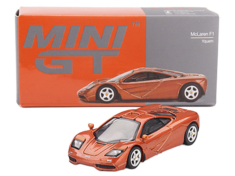Close-up of the wheels on McLaren F1 Yquem Orange Metallic Diecast Model
