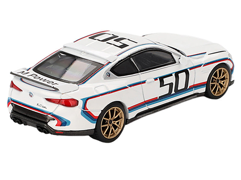 Front view of Limited Edition BMW 3.0 CSL #50 Diecast Model Car by Mini GT