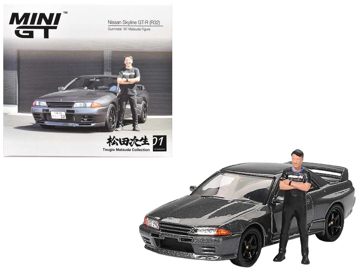 Back view of Limited Edition Nissan Skyline GT-R R32 Diecast Model with figure