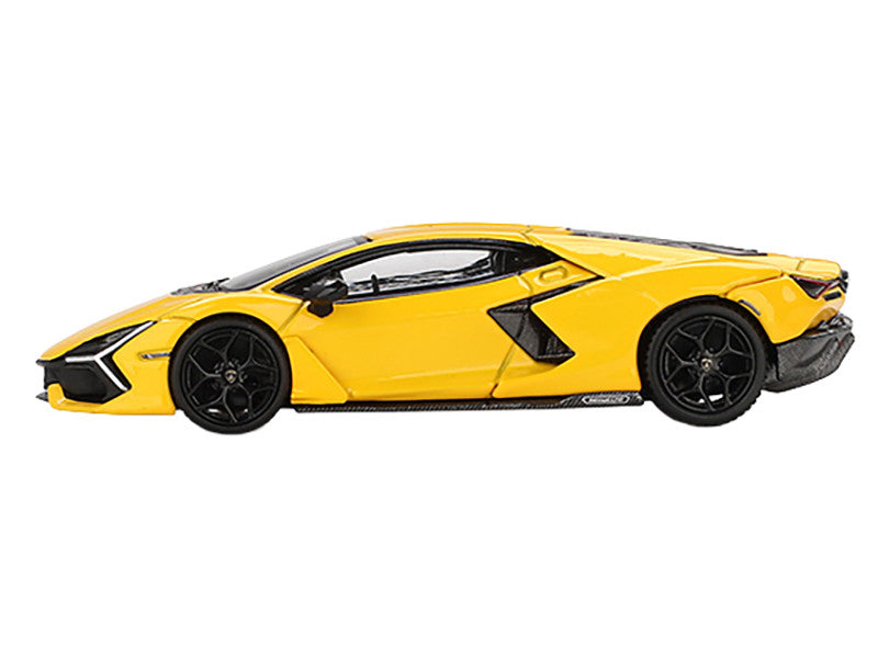 Close-up of Lamborghini Revuelto Giallo interior features in diecast model
