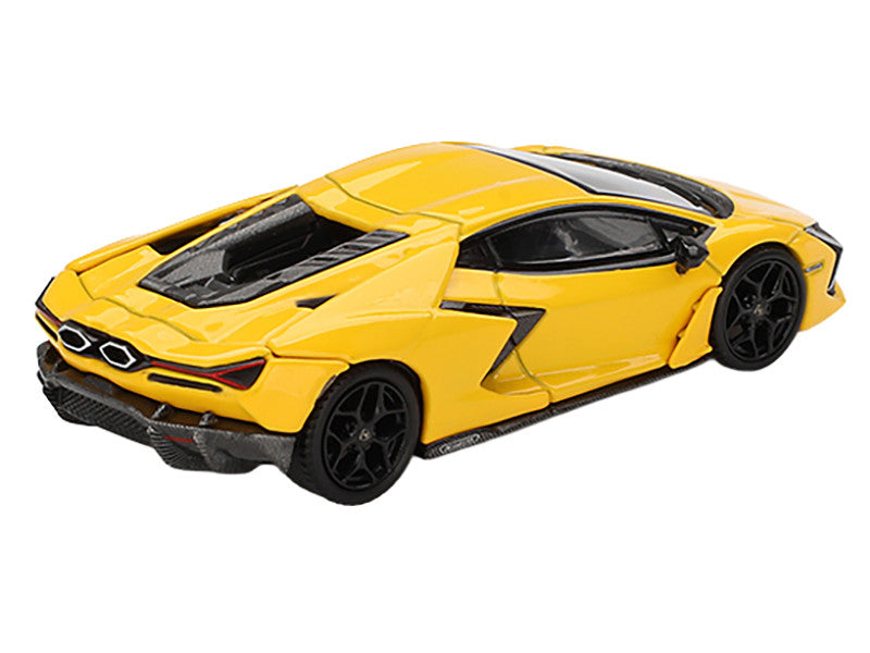 Side profile of Lamborghini Revuelto Giallo 1/64 scale model showcasing details