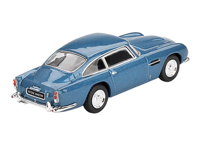 Top view showcasing details of Aston Martin DB5 Sierra Blue Diecast Model