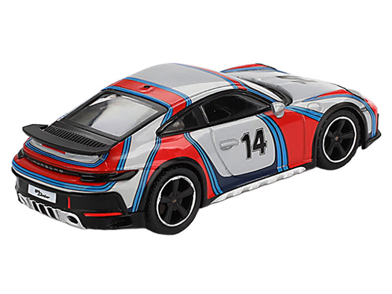 Detailed rear view of Porsche 911 Dakar #14 Diecast Model by Mini GT