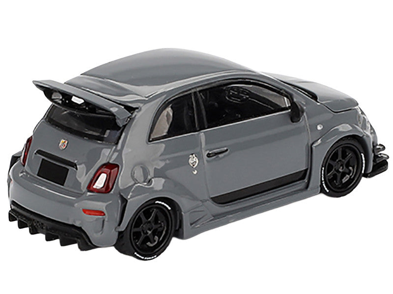 Close-up of ABARTH 595 #49 diecast model wheels and tires by Mini GT